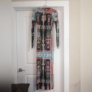 SKIMS Summer Mesh Long Sleeve Orchid Cabinet Dress, Size Small, NWT